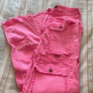 AKIRA Pink Frayed Pocket Jeans size 7